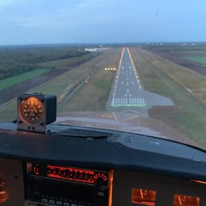 Landing at sunset for flight proficiency